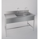 PLONGE ADOSSE EN INOX A 2BACS AVEC EGOUTOIR